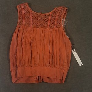 Willow and clay soft gauzes top w/chrochet
